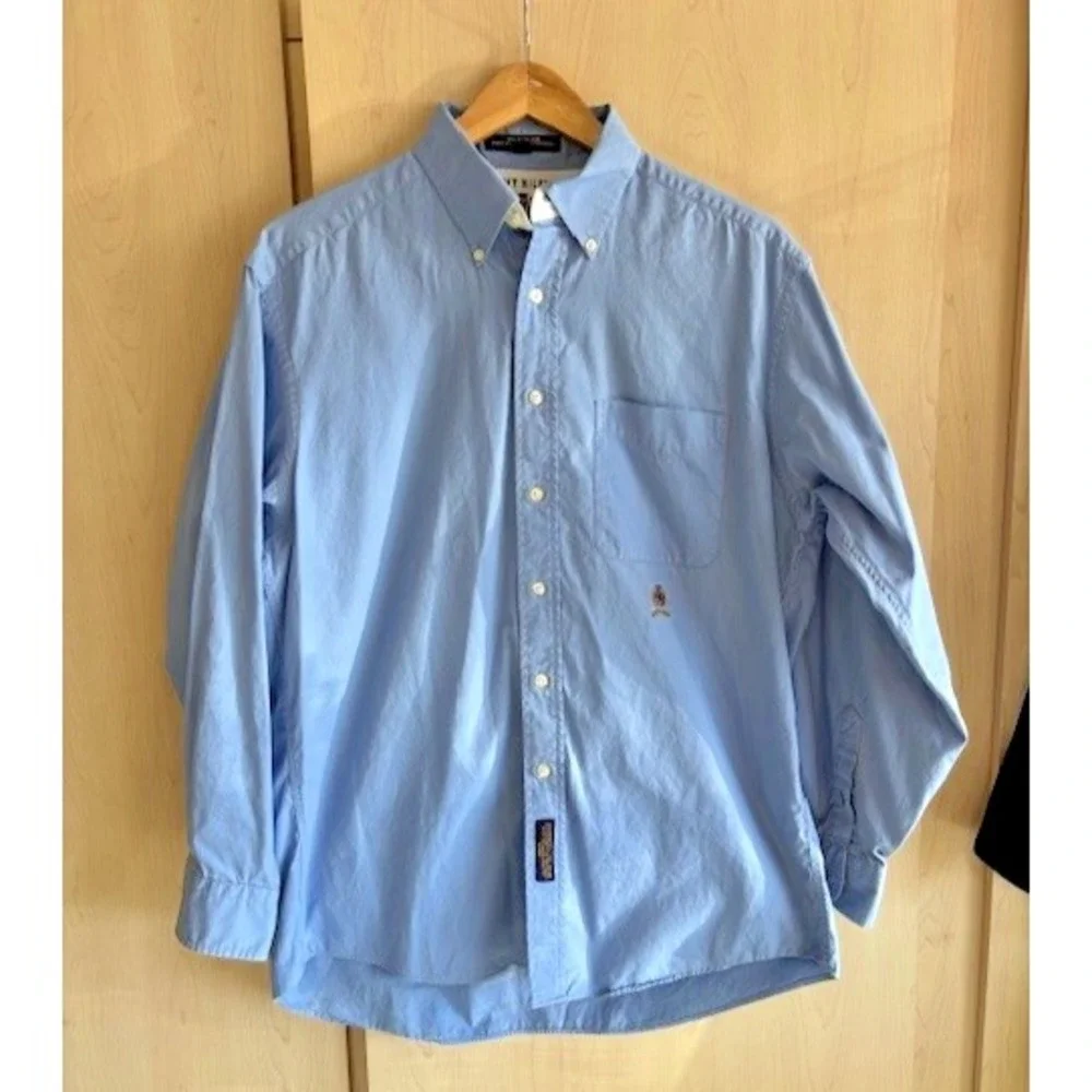 Tommy Hilfiger Button Down Blue Oxford Shirt Men's‎ Size 15.5-34 Long Sleeve